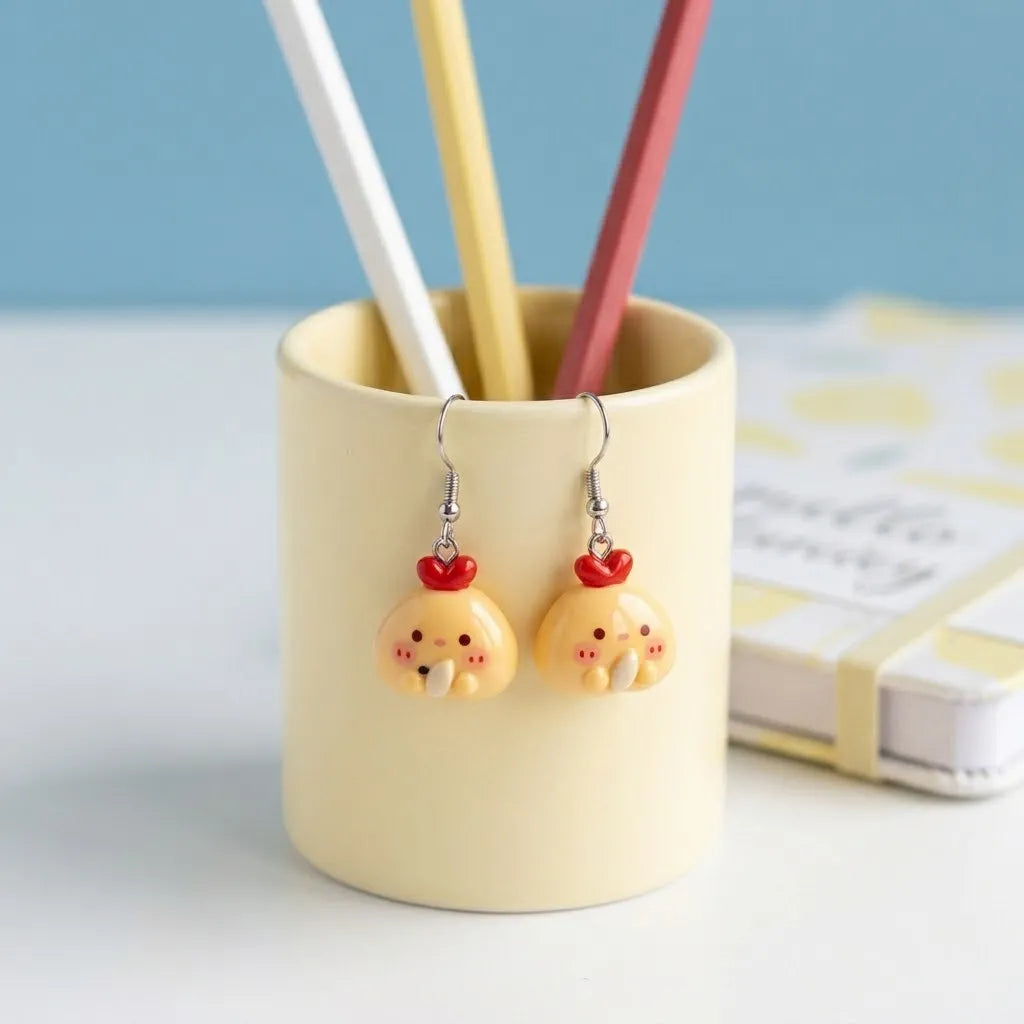 Cute Yellow Baby Chick Earrings Novelty Jewelry
