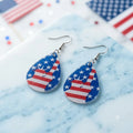 Patriotic Flag Teardrop Dangle Earrings for July Fourth Fun