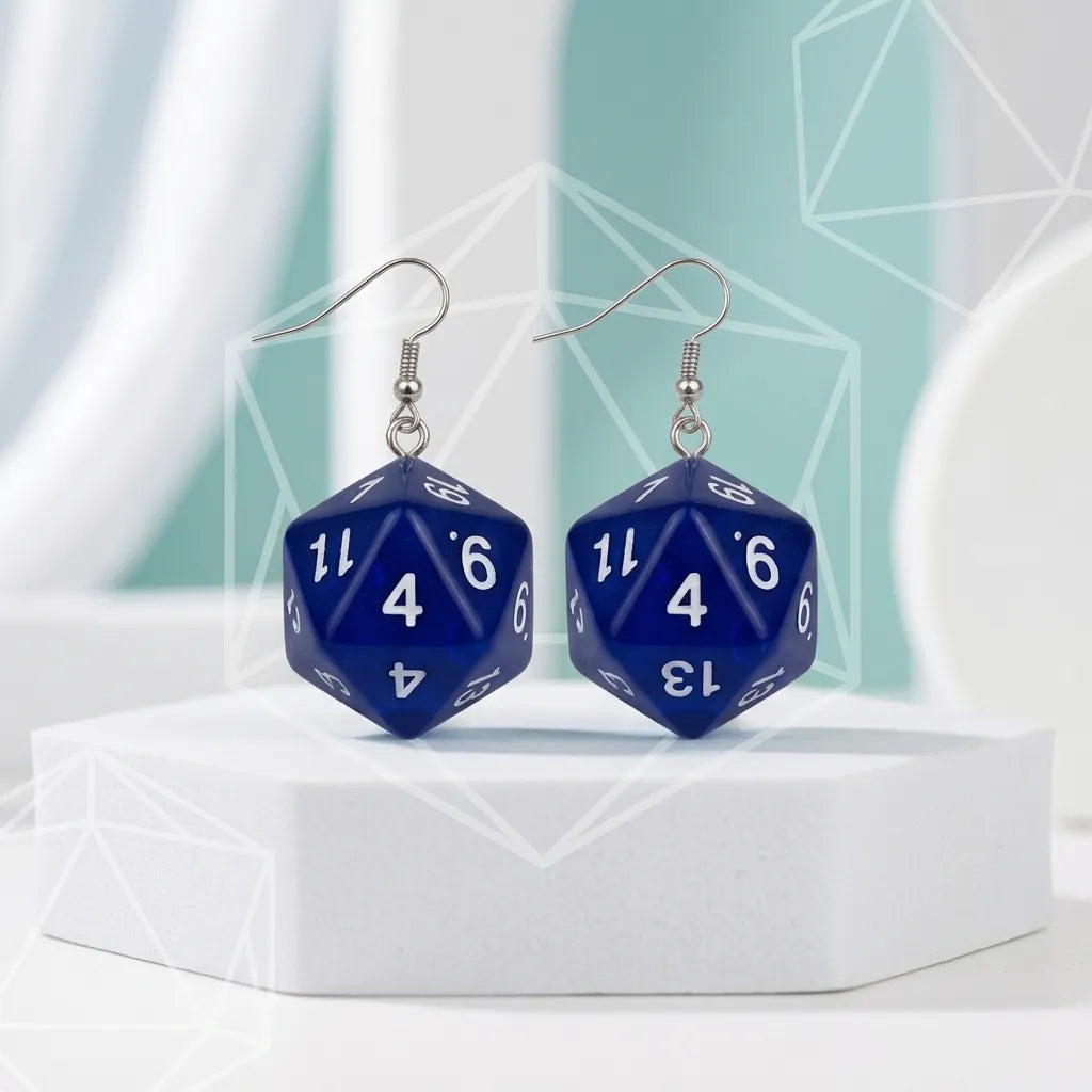 D20 Dice Dangle Earrings for Tabletop Gaming Style Fun