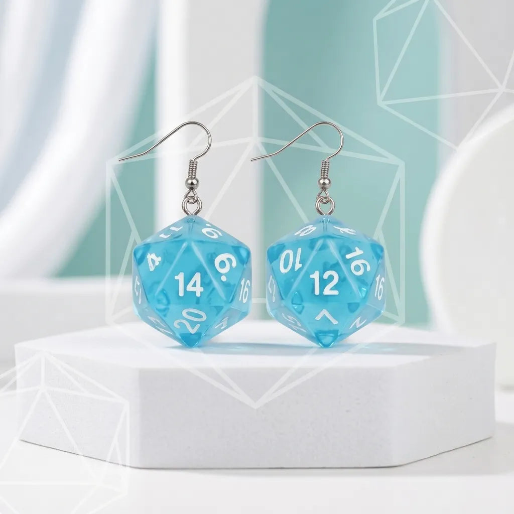 D20 Dice Dangle Earrings for Tabletop Gaming Style Fun