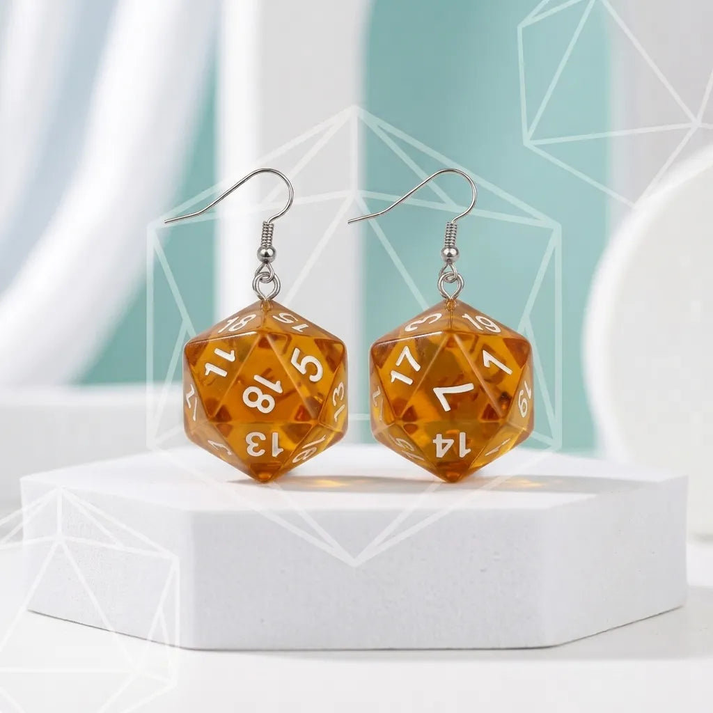 D20 Dice Dangle Earrings for Tabletop Gaming Style Fun