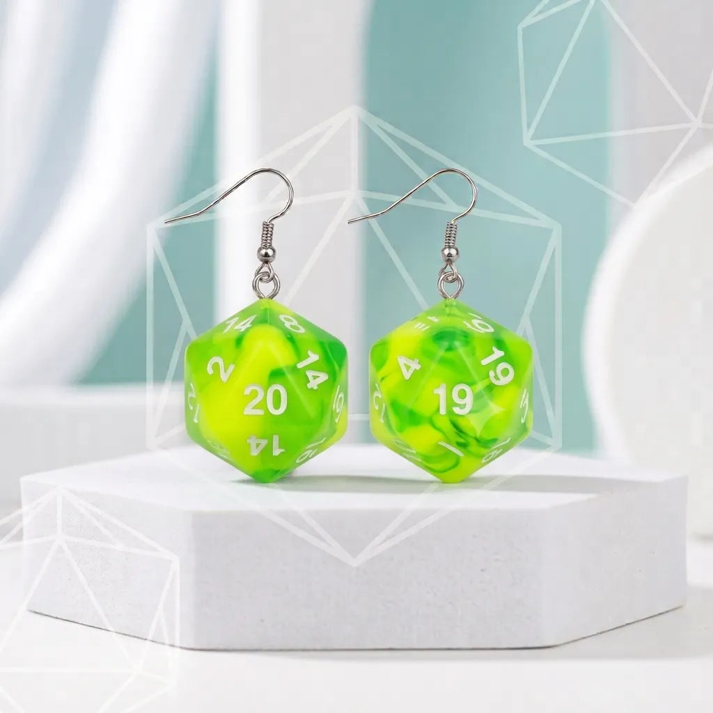 D20 Dice Dangle Earrings for Tabletop Gaming Style Fun