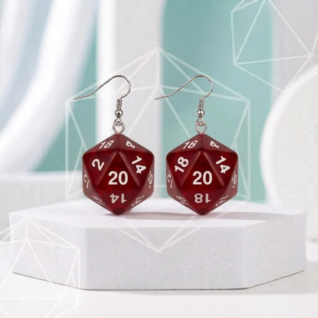 D20 Dice Dangle Earrings for Tabletop Gaming Style Fun