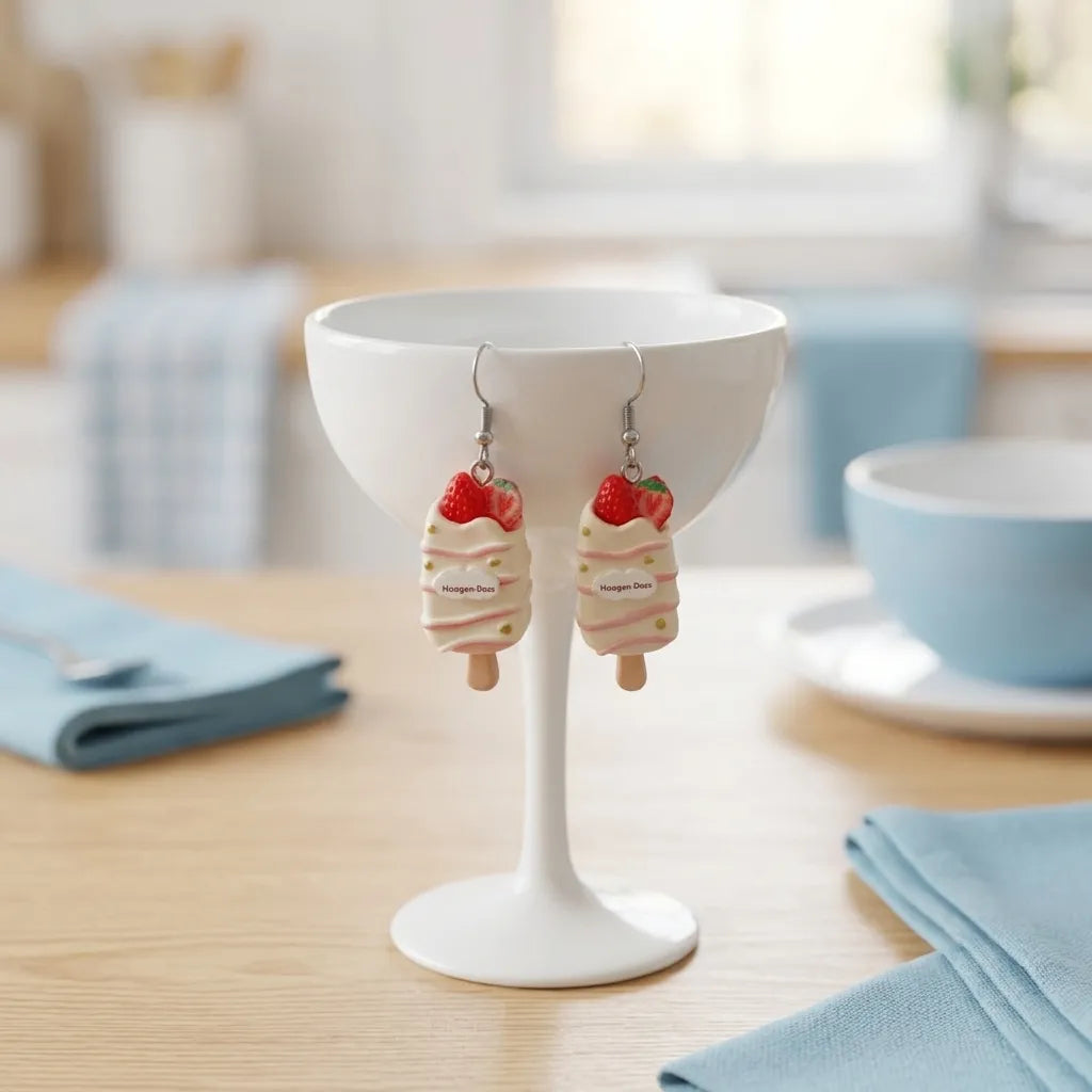 Cute Ice Cream Earrings Fun Dessert Statement Style