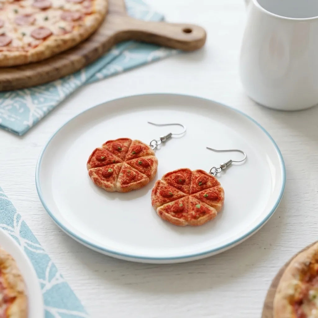 Cute Mini Pizza Earrings Playful Foodie Statement