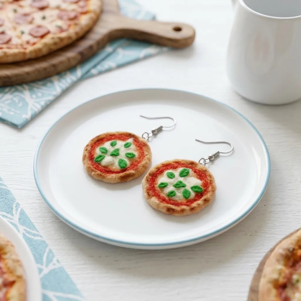 Cute Mini Pizza Earrings Playful Foodie Statement