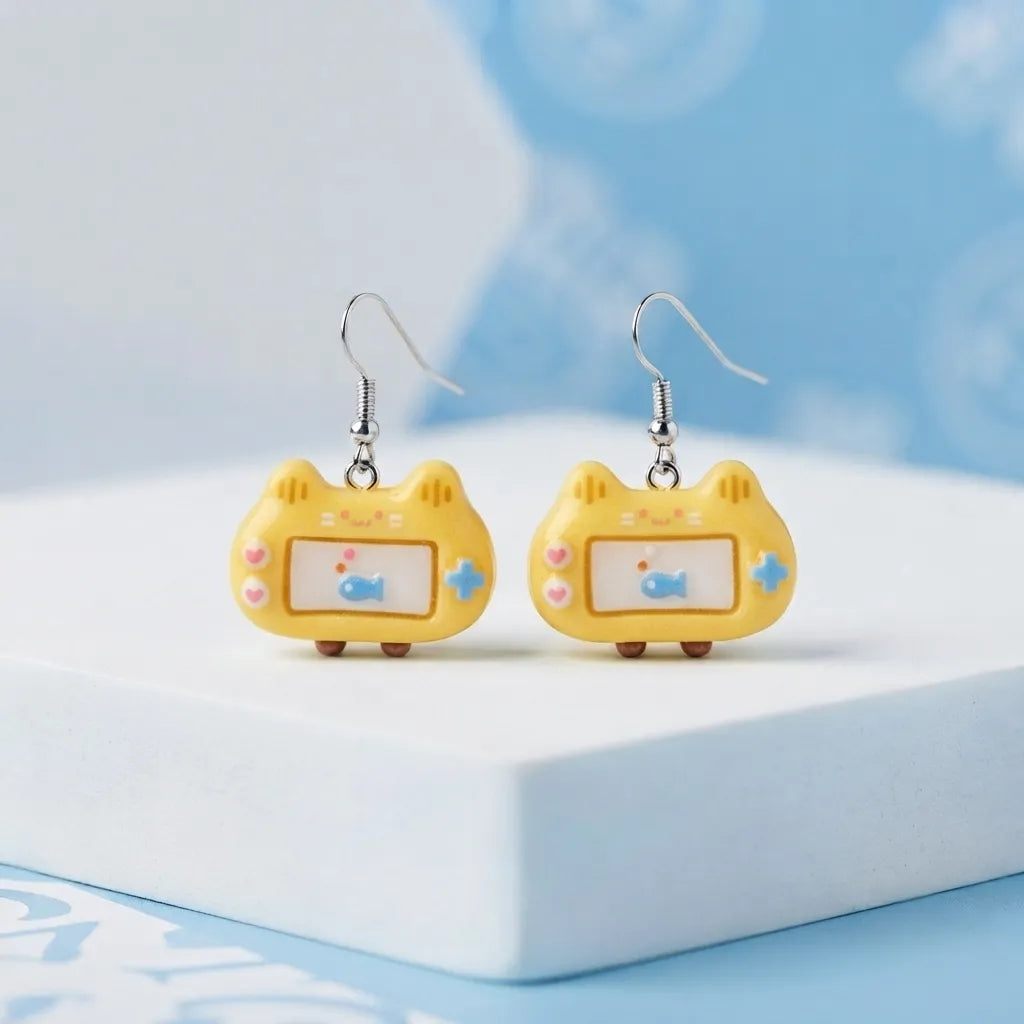 Cute Cat Game Console Earrings Kawaii Gamer Style