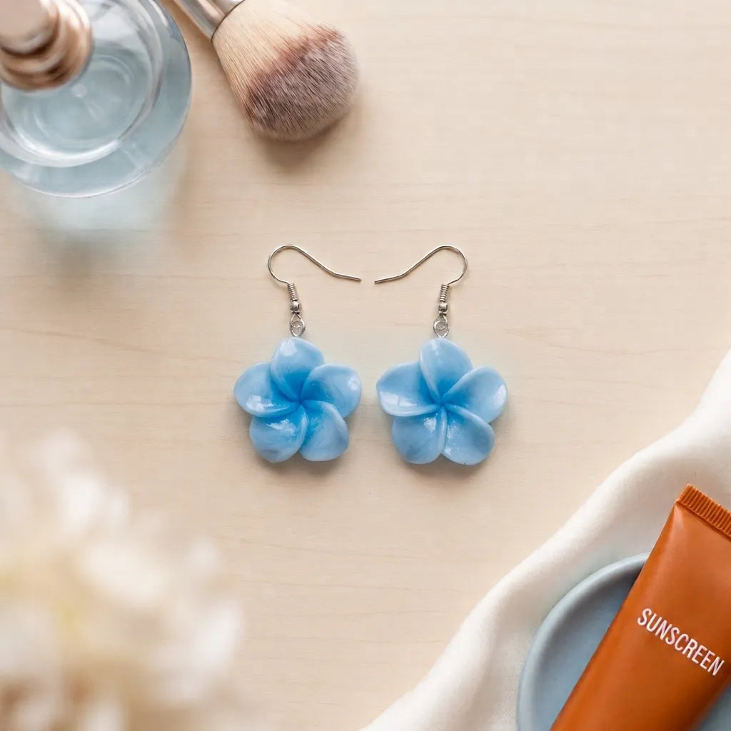 Cute Hibiscus Flower Earrings Tropical Charm Style