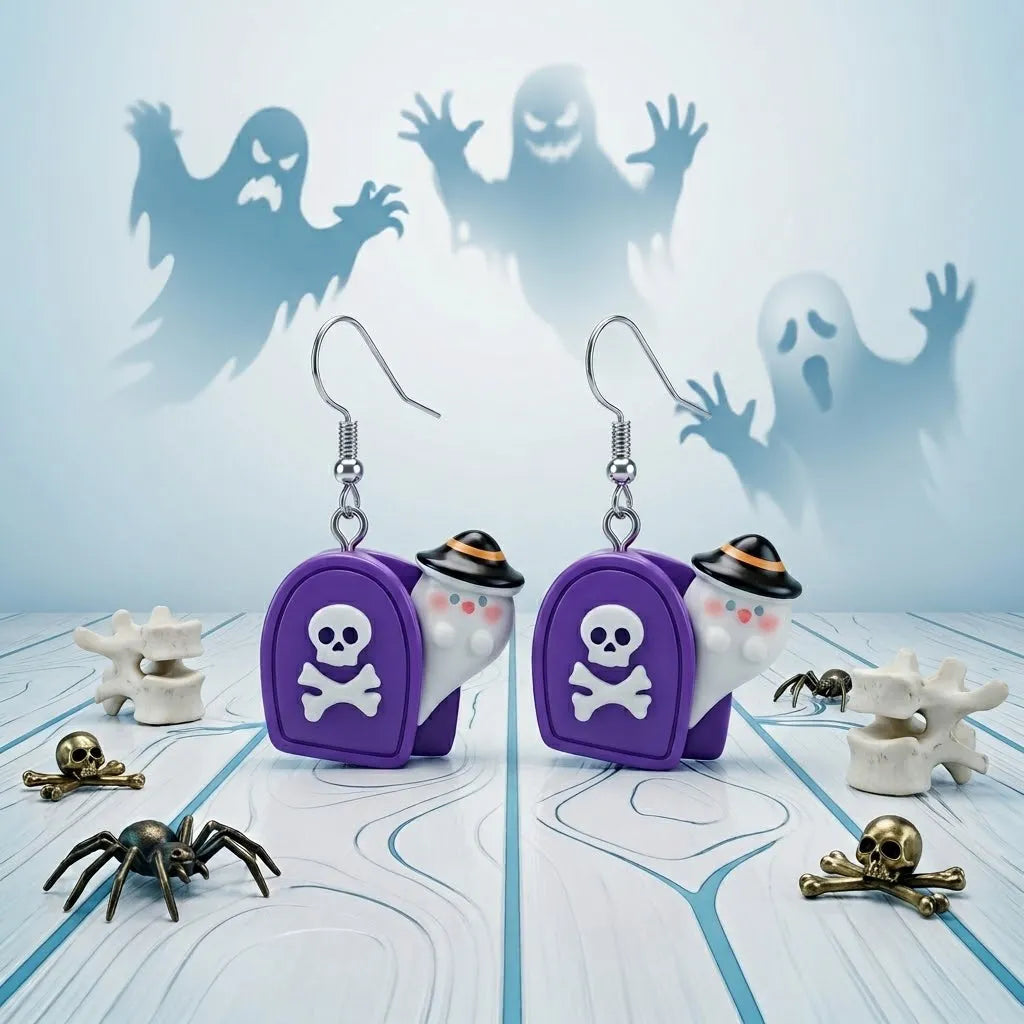 Cute Ghost Tombstone Earrings Fun Halloween Jewelry 