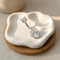Heart CZ Belly Button Ring, Stainless Steel Navel Piercing