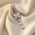 Sparkling Butterfly CZ Stainless Steel Belly Button Ring
