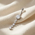 Stainless Steel CZ Dangle Belly Button Ring Piercing Jewelry Silver