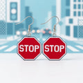 Stop Sign Dangle Earrings Funny Novelty Statement Jewelry