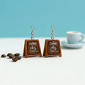 Coffee Shop Sign Dangle Earrings Fun Cafe Lover Jewelry