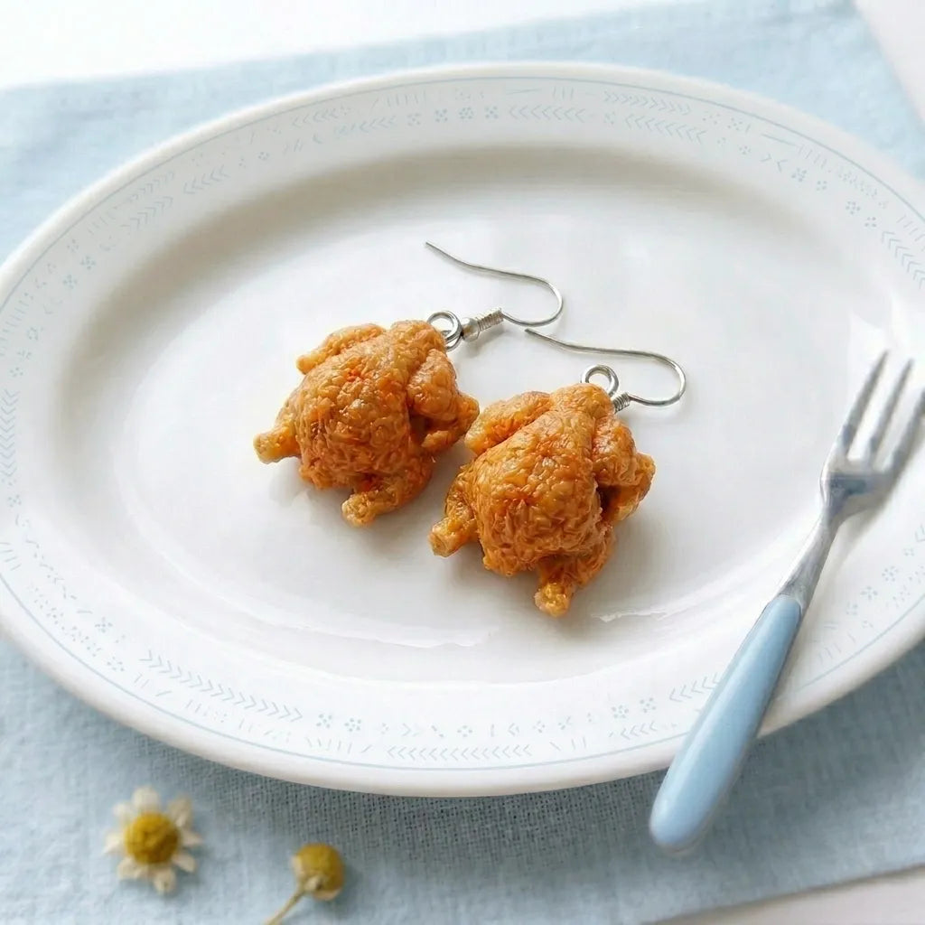 Fried Chicken Dangle Earrings for Fun Food Lovers