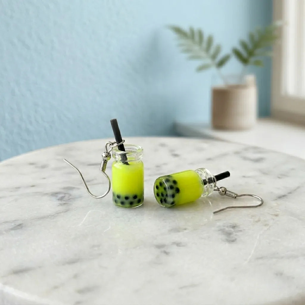 Cute Boba Bubble Tea Earrings Novelty Jewelry