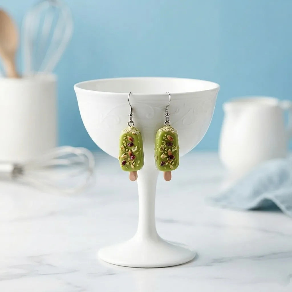 Cute Matcha Green Popsicle Earrings Novelty