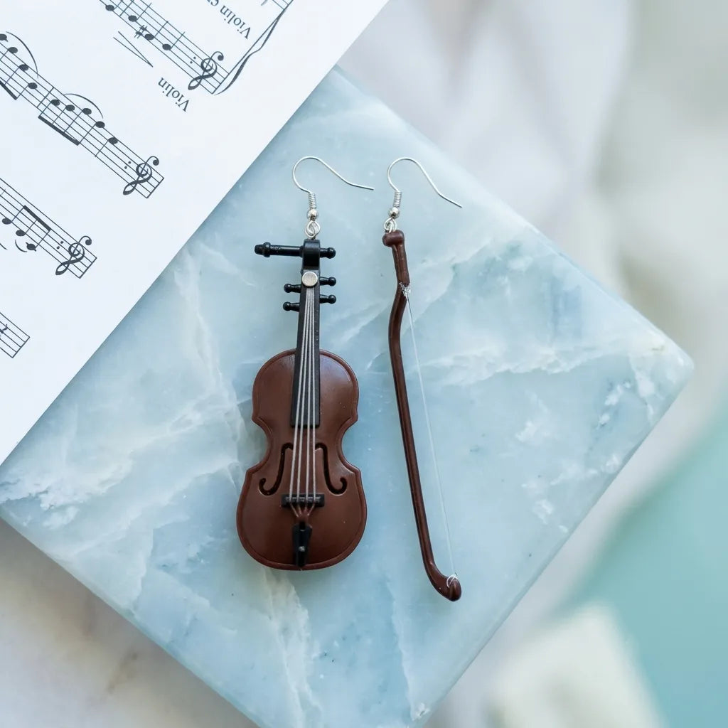 Violin and Bow Dangle Earrings for Music Lovers Charm