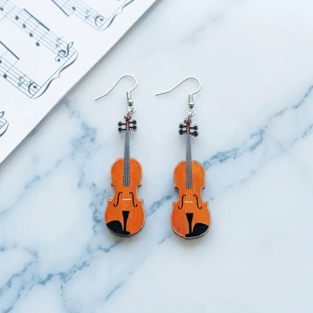 Violin Dangle Earrings for Music Lovers and Musicians