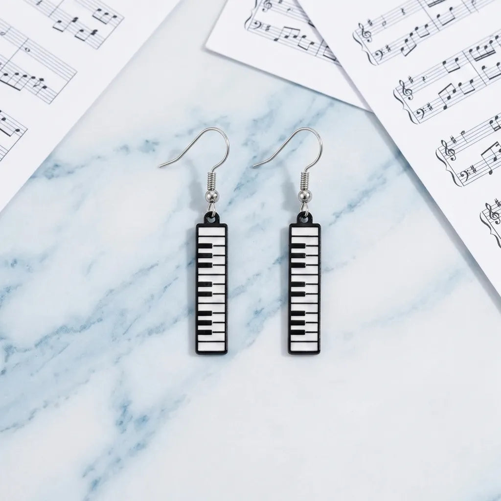 Piano Keyboard Dangle Earrings for Music Lovers Style