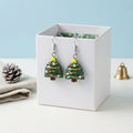 Christmas Tree Drop Earrings with Festive Holiday Charm