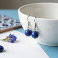 Blue Ball Drop Earrings with Lightweight Dangle Design