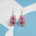 Funny Pink "Not in the Mood" Caution Sign Earrings