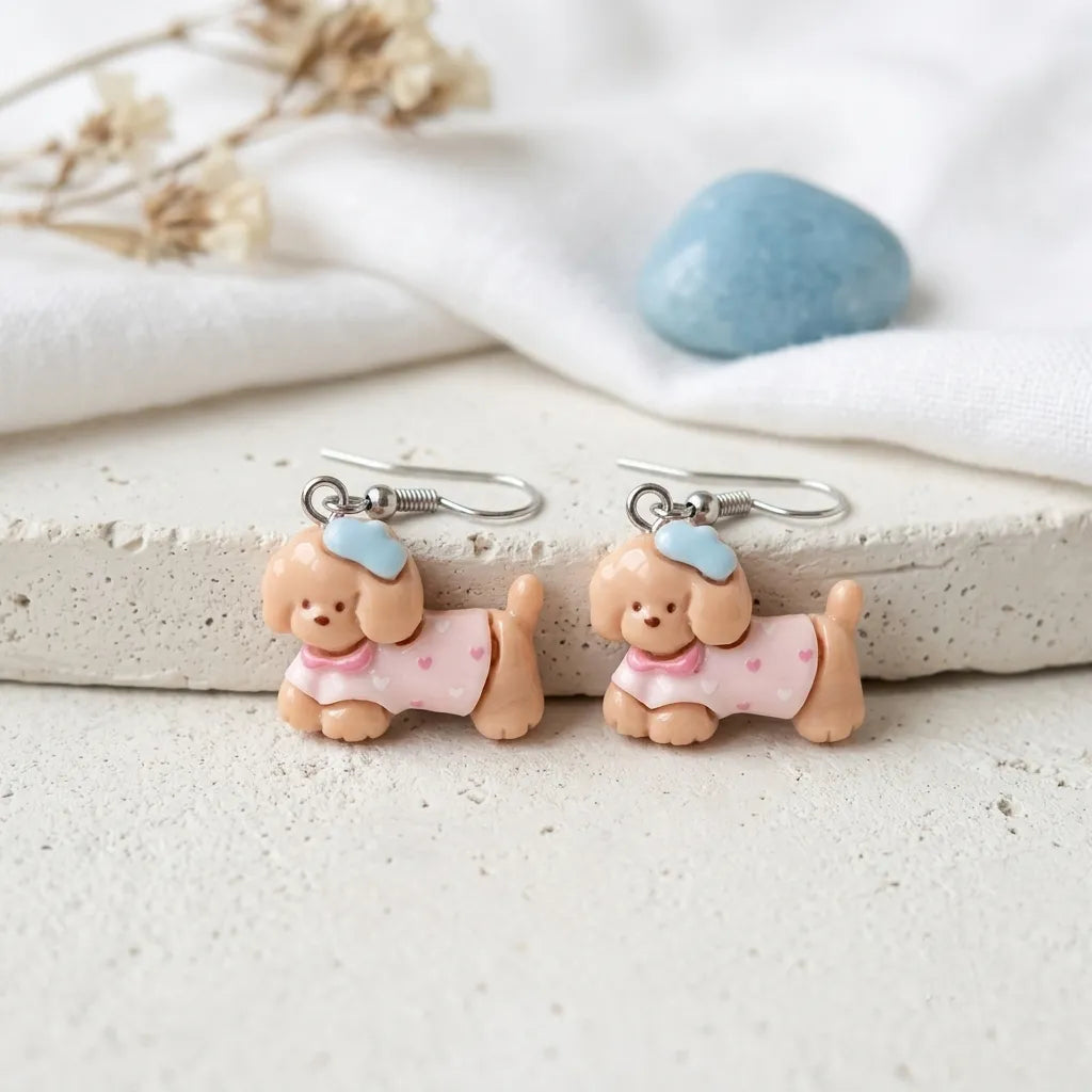 Cute Puppy Dog Dangle Earrings for Everyday Playful Style