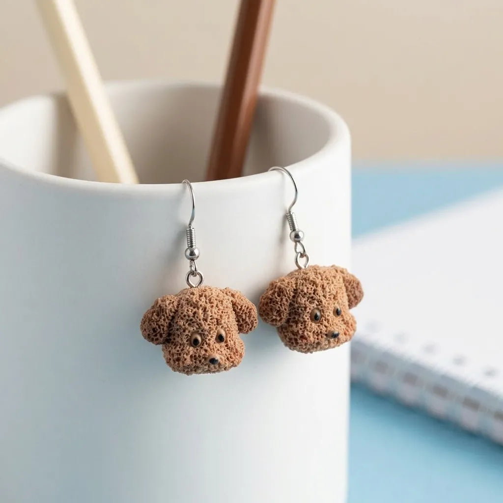 Cute Puppy Dog Head Dangle Earrings for Everyday Style