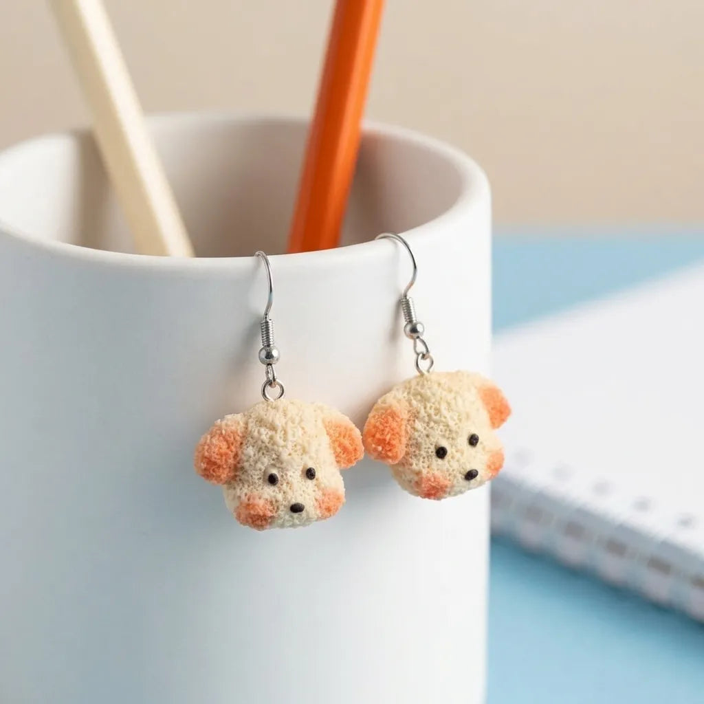 Cute Puppy Dog Head Dangle Earrings for Everyday Style
