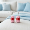 Cute Pink Yarn Ball Earrings Lightweight Novelty