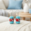 Cute Blue Yarn Ball Earrings Lightweight Novelty