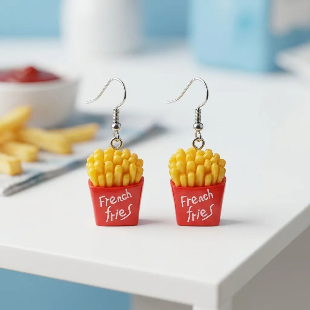 French Fries Dangle Earrings Cute Fast Food Jewelry Style