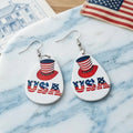 USA Patriotic Teardrop Earrings with Uncle Sam Hat Design
