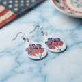 Patriotic Floral Teardrop Earrings with American Flag Print