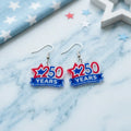 USA 250 Years Drop Earrings Patriotic Celebration Design