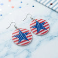 Patriotic Star Circle Dangle Earrings for July Fourth Style