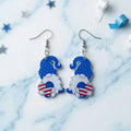 Cute American Patriotic Gnome Heart Earrings