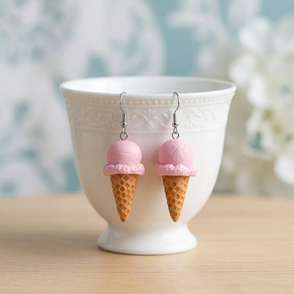 Cute Ice Cream Cone Earrings Summer Treats