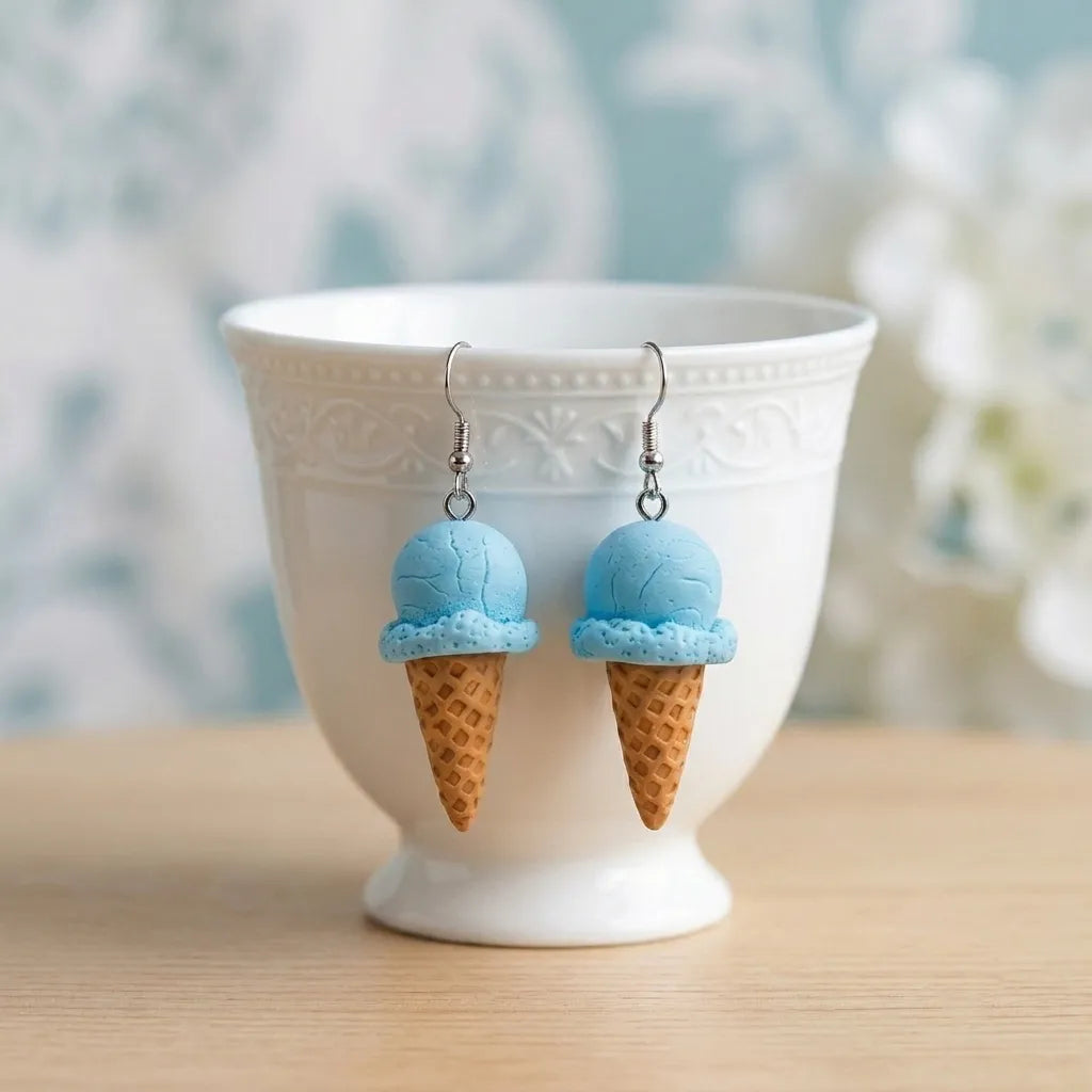 Cute Ice Cream Cone Earrings Summer Treats