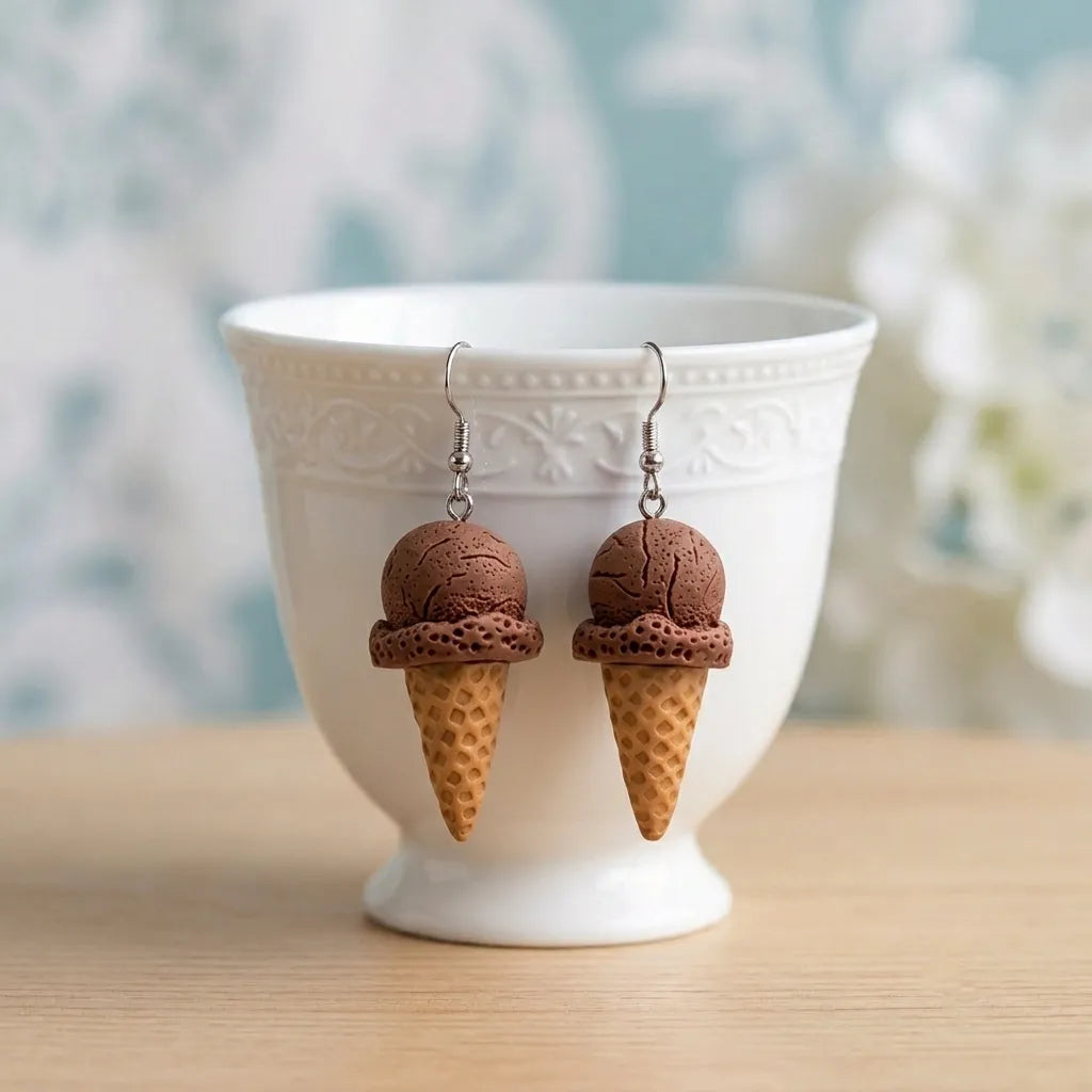 Cute Ice Cream Cone Earrings Summer Treats