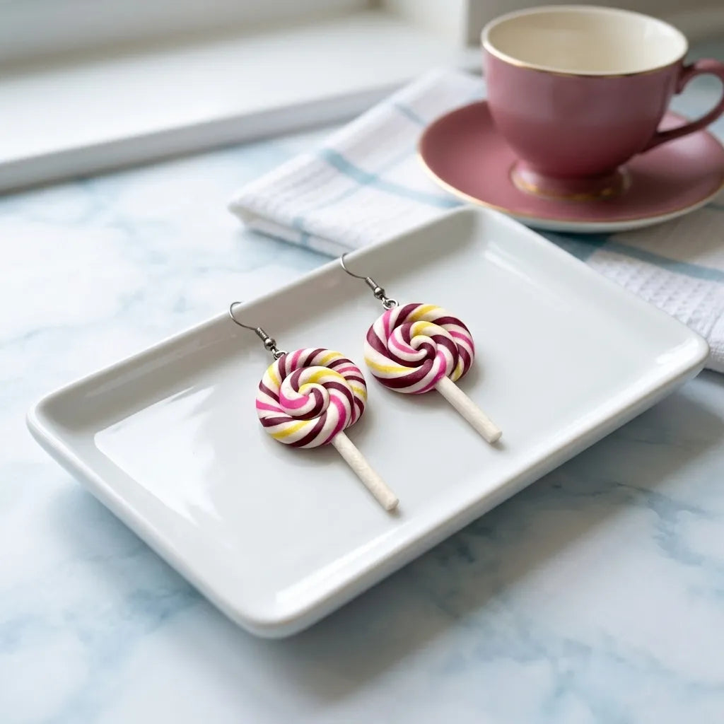 Cute Rainbow Lollipop Earrings Lightweight Novelty