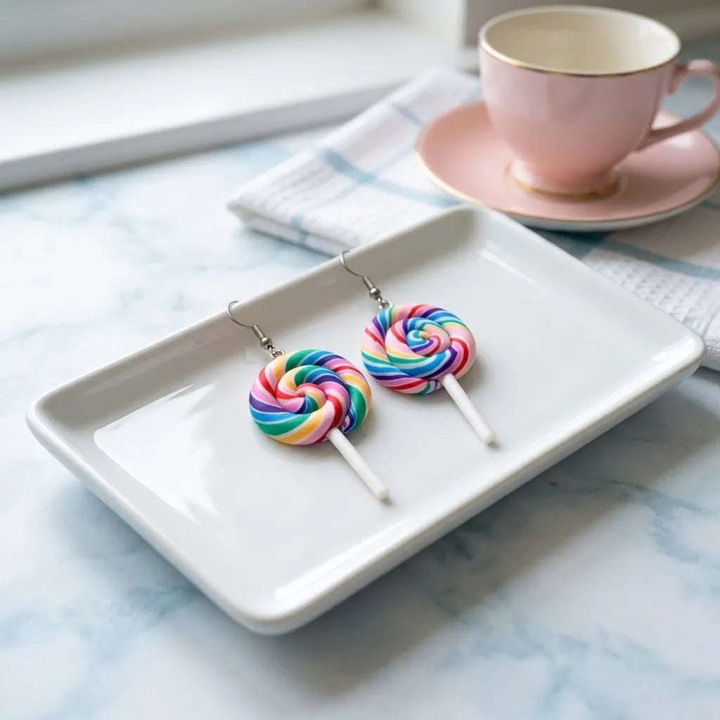 Cute Rainbow Lollipop Earrings Lightweight Novelty