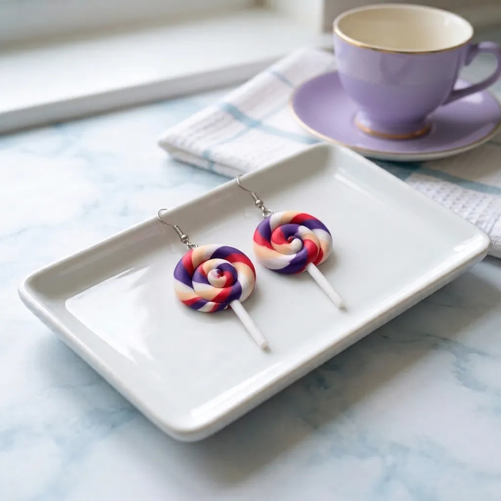 Cute Rainbow Lollipop Earrings Lightweight Novelty
