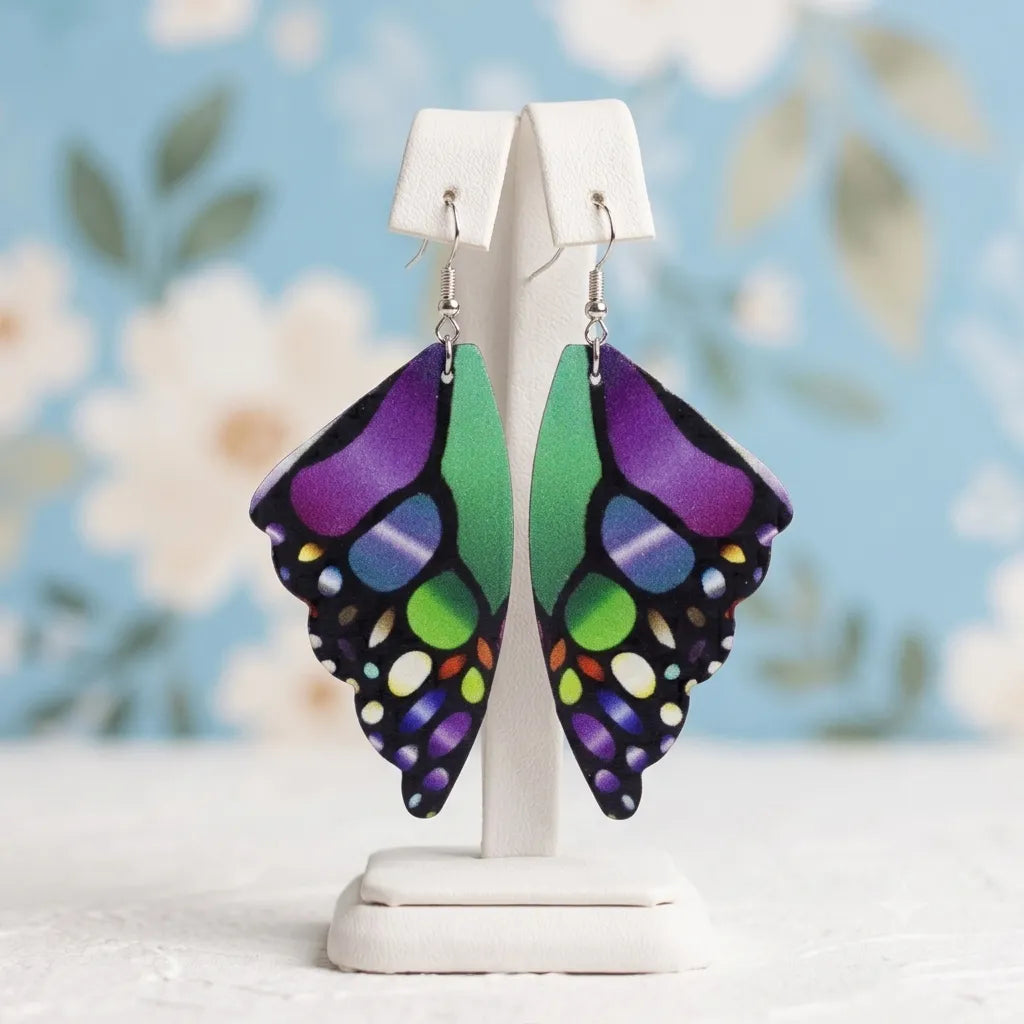 Colorful Butterfly Wing Earrings Lightweight Novelty