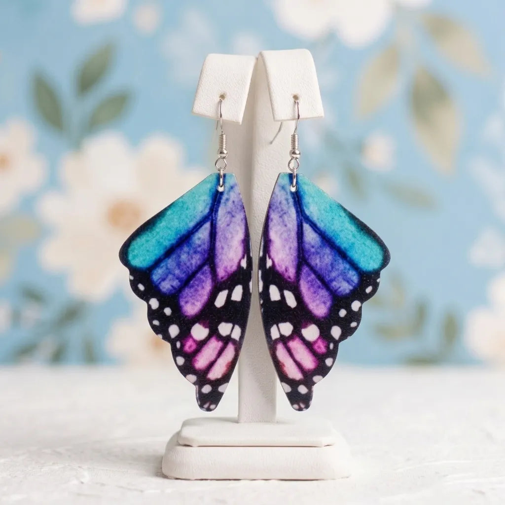 Colorful Butterfly Wing Earrings Lightweight Novelty