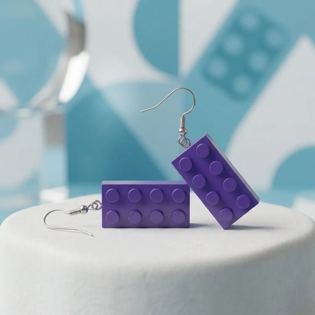 Lego Brick Dangle Earrings for Playful Everyday Style