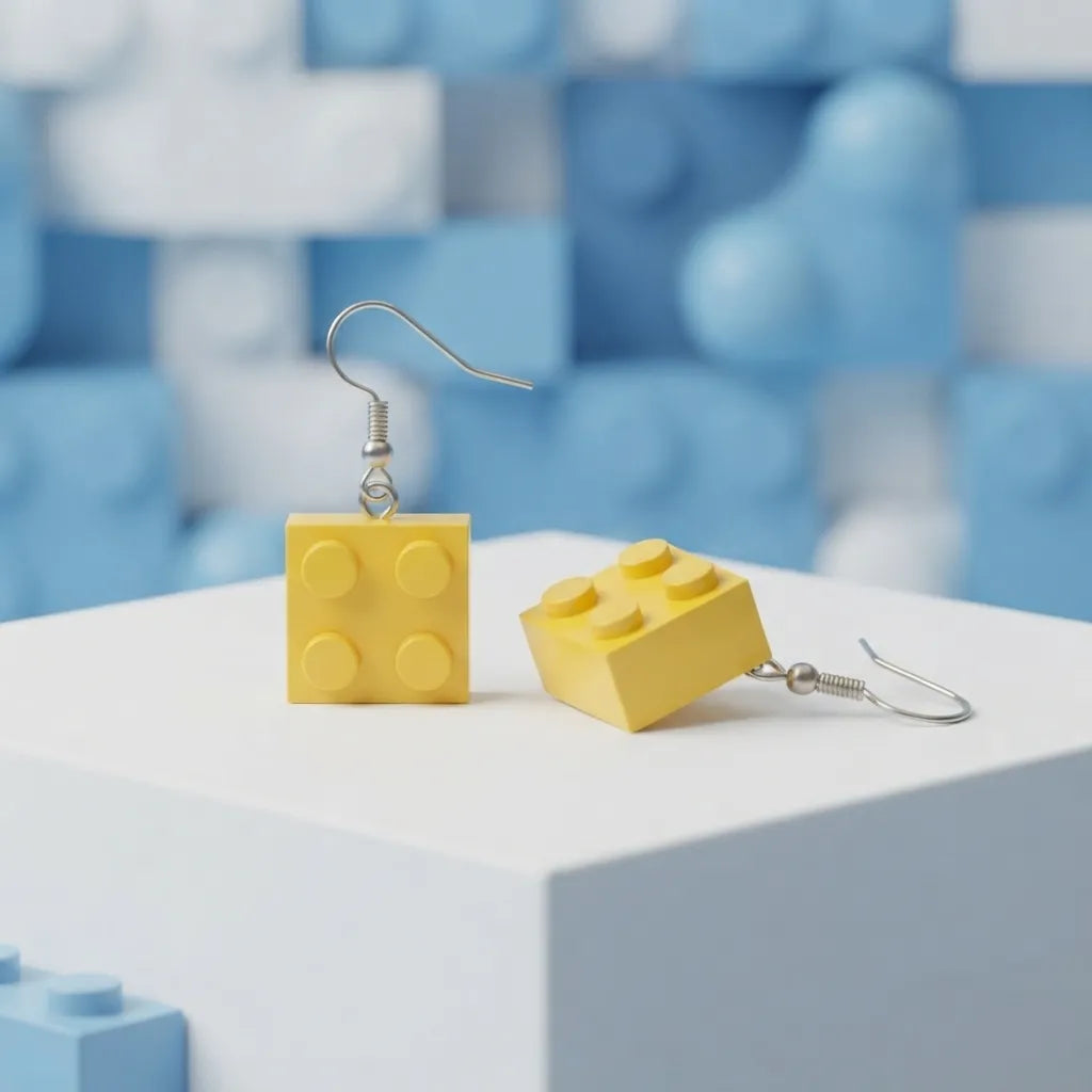 Cute Lego Brick Earrings Lightweight Novelty