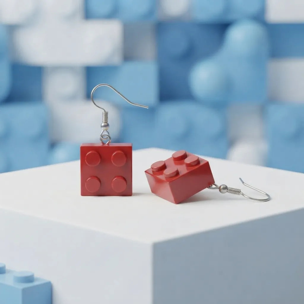 Cute Lego Brick Earrings Lightweight Novelty