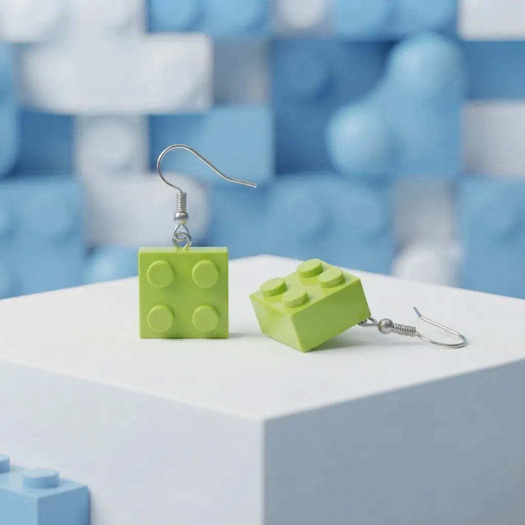 Cute Lego Brick Earrings Lightweight Novelty